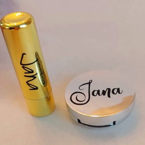 Set lippenbalsems (stick en lippenbalsem met spiegeltje) — naam