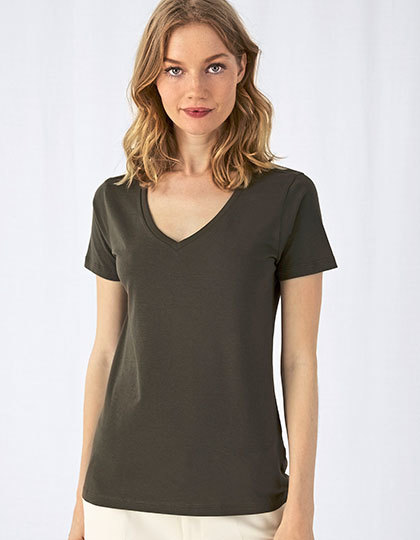 damekaki T-Shirt v-hals Vrouw Inspire