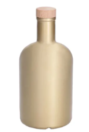 Gouden fles mat met bedrukking naar keuze