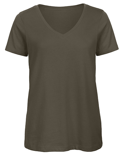 kaki T-Shirt v-hals Vrouw Inspire
