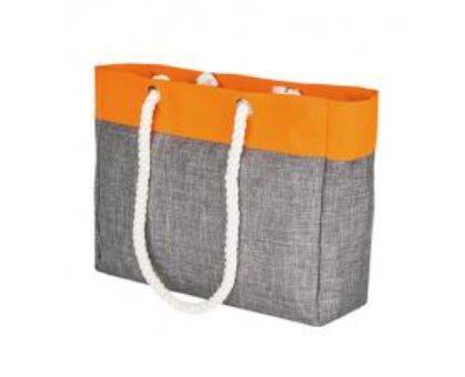 Shopper luxe grijs/neon oranje