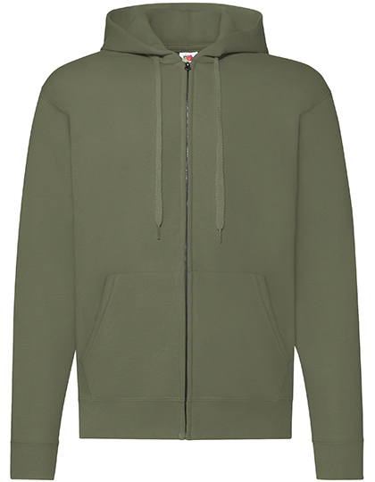 Olijfgroen Fruit of the Loom Unisex hoodie met ritssluiting