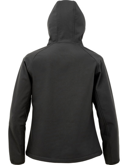 achterkant Dames Gerecycleerde 3-Lagen Softshell Jas met Kap