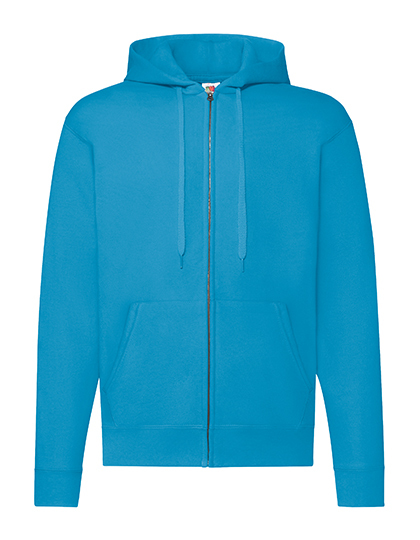 azuurblauw Fruit of the Loom Unisex hoodie met ritssluiting
