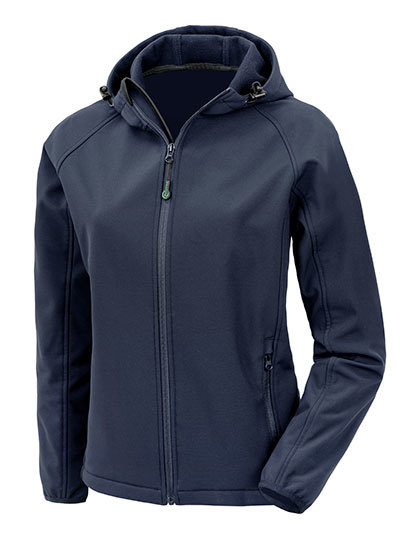 donkerblauw Dames Gerecycleerde 3-Lagen Softshell Jas met Kap