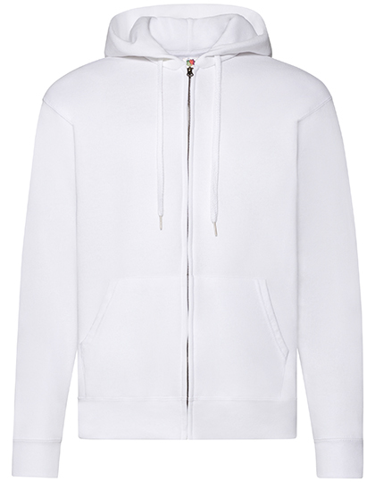 wit Fruit of the Loom Unisex hoodie met ritssluiting