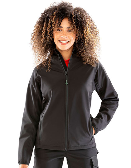 zwart dame Dames Gerecycleerde 3-Lagen Softshell Jas met Kap