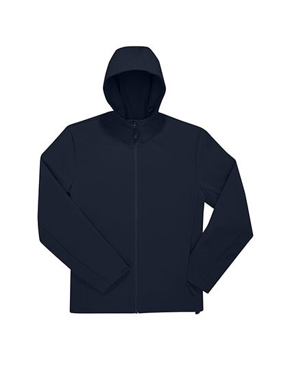 donkerblauw B&C Reset Hooded Softshell Jas – Waterdicht, Winddicht & Met kap